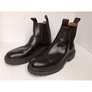 H&M Chelsea Boots Dark Brown Leather Size 42 US 9 Like New